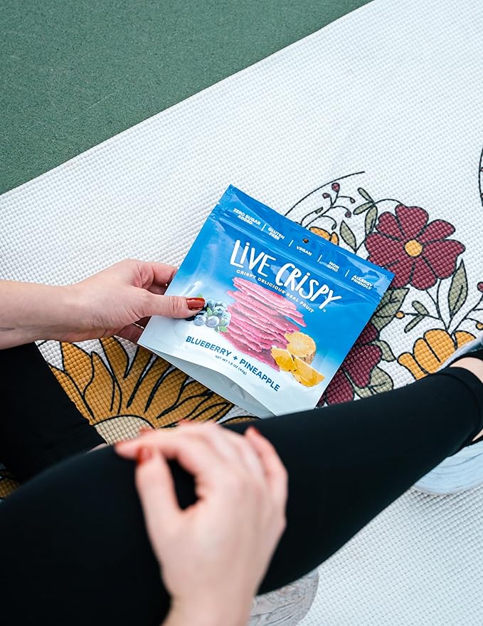 Live Crispy Fruit Chips - Pineapple-Powered Snack Packed with 100% Natural Fruit - Antioxidant-Rich, Vitamin-Packed (Blueberry/Pineapple) 2 Pack
