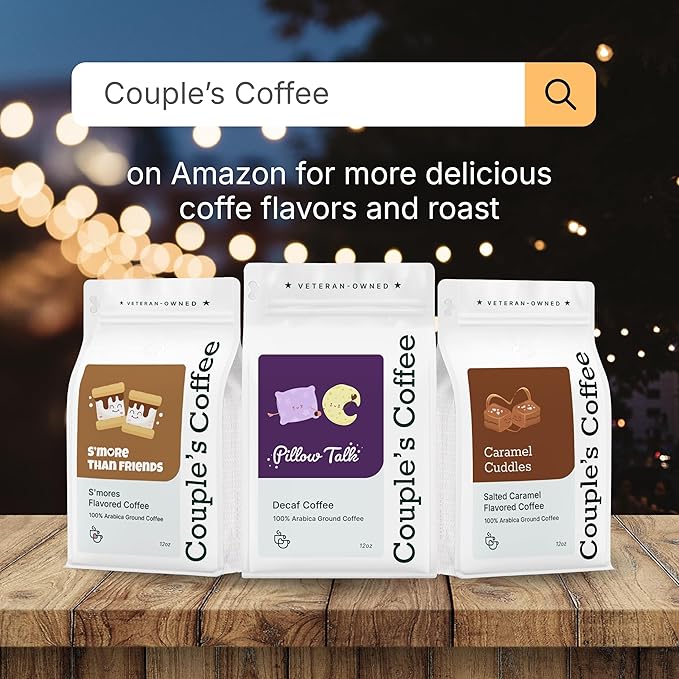 Couple?™s Coffee Ground Coffee | Gives Back to Military Families | Pillow Talk | Medium Roast Decaf Coffee | Made with 100% Arabica Beans | 12oz bag brews about 34 cups