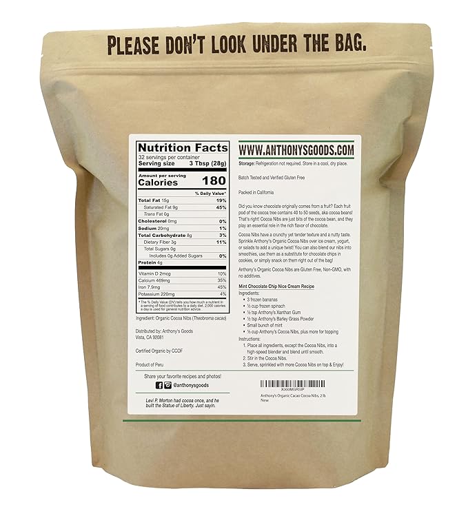 Anthony's Organic Cacao Cocoa Nibs, 2 lb
