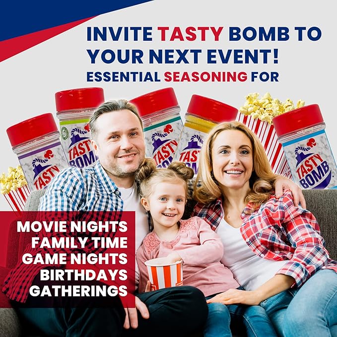 Tasty Bomb Popcorn Seasoning Pack, Keto Friendly, Gluten Free Popcorn Seasoning, Popcorn Seasonings Powder For Gifting, Pack of 4- Sour Cream & Onion, Garlic Parmesan, Dill Pickle, Cheesy Jalapeno