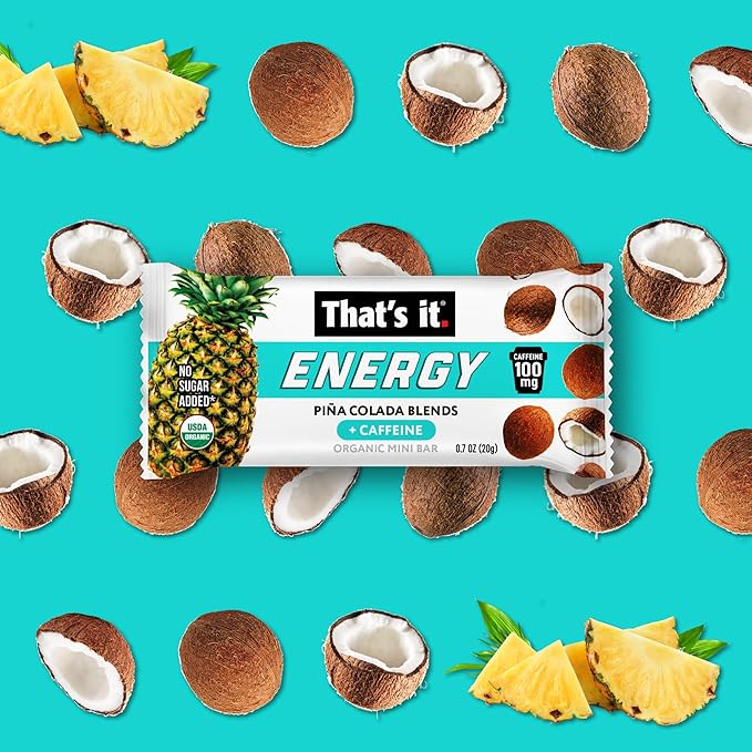 That?™s it. Piña Colada Energy Mini Bars | 100mg Natural Caffeine |Pineapple Coconut| Allergy-Friendly, Organic, Non-GMO, Gluten-Free Snacks | 15 Count