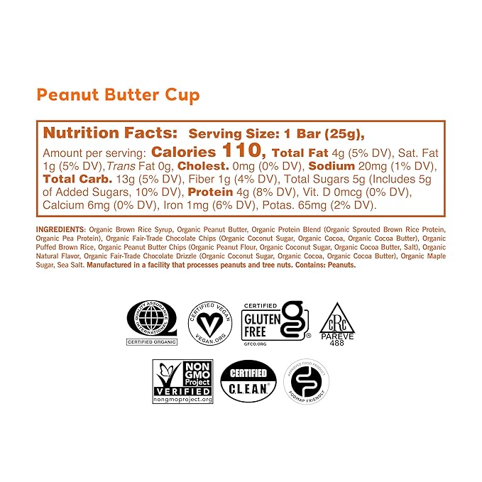 GoMacro Kids MacroBar Organic Vegan Snack Bars ??Peanut Butter Cup & Chocolate Chip Cookie Dough (0.90 Ounce Bars, 7 Count) (Pack of 2)