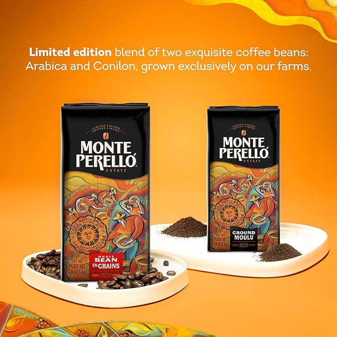 Monte Perelló, 16 oz Bag (1 LB/ 453.6 g), Whole Bean Coffee, Medium Roast - Product from the Dominican Republic (Pack of 2)