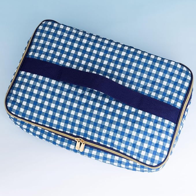 Draper James Insulated Casserole Carrier for Hot and Cold, Quilted with Handle for 16x10 Pan, Riviera Blue Gingham