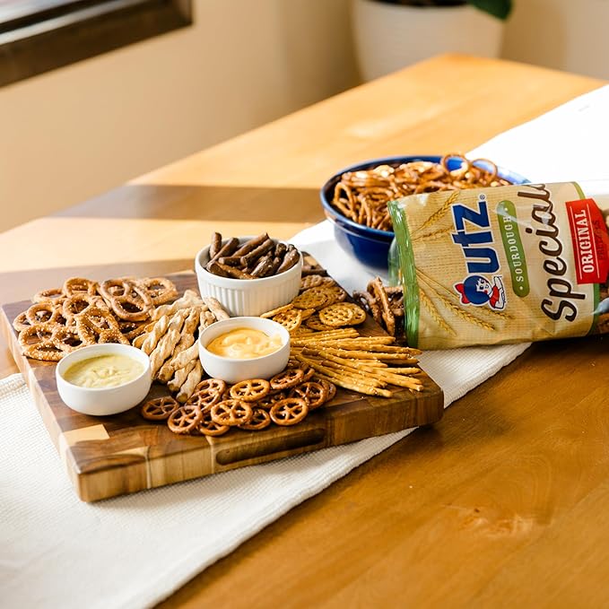 Utz Sourdough Specials Pretzels, Original, 63 oz. Barrel, Classic Pretzel Knot with Rich Sourdough Flavor, Resealable Container, Tasty Party Snack with Zero Cholesterol