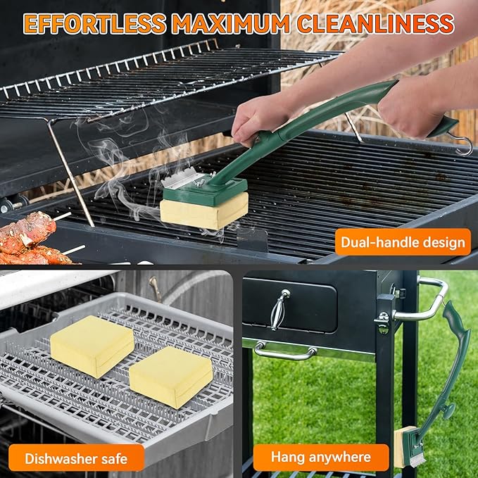 Replaceable BBQ Cleaning Head (No Handle), Safe Replacement Cleaning Pad for Cast Iron/Stainless-Steel Grates