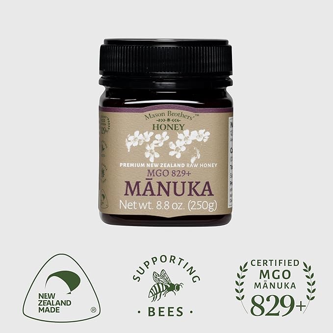Mason Brothers’ Raw Manuka Honey MGO 829+ | 8.8oz New Zealand Honey, MGO Certified