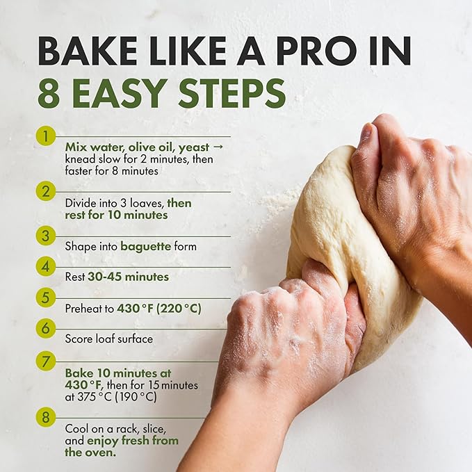 Let???Bake Bread Organic Baguette Baking Mix - Crusty Artisan French Bread at Home - USDA Organic, Non-GMO, No Additives, Easy Home Baking, Parisian Bakery-Style Loaf - 17.64 oz (1 Pack)