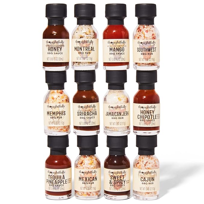 Thoughtfully Gourmet, Wild Western-Themed BBQ Sauce and Rubs Book Gift Set, Includes Honey, Montreal Rub & More, Set of 12