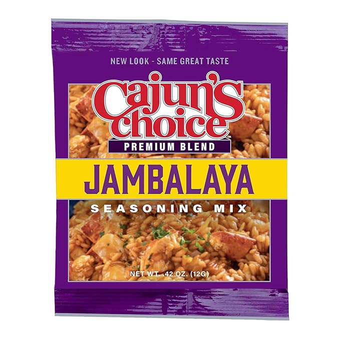 Cajun's Choice Jambalaya Seasoning Mix - 0.42 oz Packets, Pack of 6, Gluten-Free, No MSG, Authentic Louisiana Creole Spice for Chicken, Shrimp & Sausage