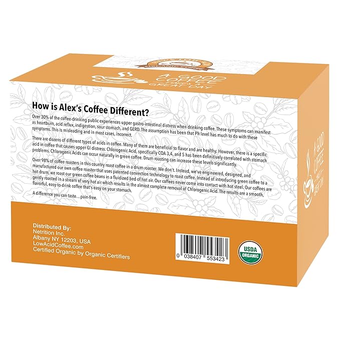 Alex's Low Acid Organic Coffee Single-Serve Pods (12-Pack) - French Roast