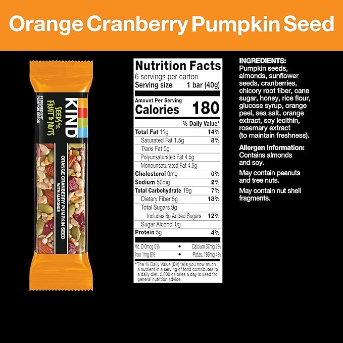 KIND Bars Seeds, Fruit and Nuts Variety Pack, Strawberry, Dark Chocolate Raspberry and Orange Cranberry, Good Source of Fiber, 5g Protein, Gluten Free Snack Bars, 18 Count