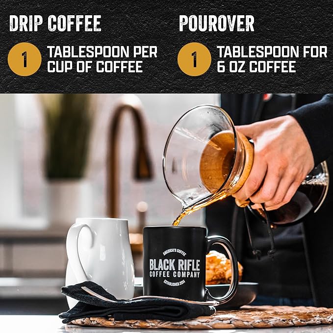 Black Rifle Coffee Company Ground Coffee Medium Roast - Roasted Blend Made from Pure Arabica Beans - Colombian & Brazilian Beans - Veteran Founded & American Made (Just Decaf, 12oz Bag)
