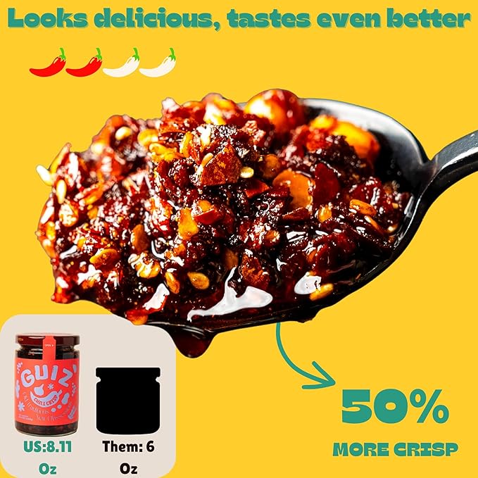 GUIZ Classic Guizhou Chili Crisp with Peanuts: Authentic Spice, Crunchy Delight, Bold Premium Guizhou Pepper Aroma, No Preservatives, Non-GMO, 8.11 oz (230g)