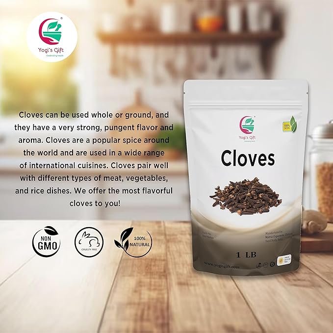 Yogi's Gift Cloves Whole 1 lb Bulk, Hand Picked Premium Quality Clove, Perfect for Baking, Cooking, Smoothies, Coffee & Tea, Enhance Your Dishes and Oral Health