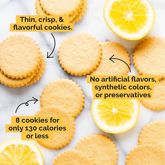 Dewey's Bakery Lemon Moravian Style Cookie Thins, Bakery Fresh with Real Simple Ingredients, Low Calorie Snack, No Artificial Flavors, Synthetic Colors or Preservatives, 9oz (Pack of 3)