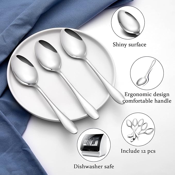24-Piece Stainless Steel Dinner Spoon,Large Tablespoons,8-Inches (24-Piece)