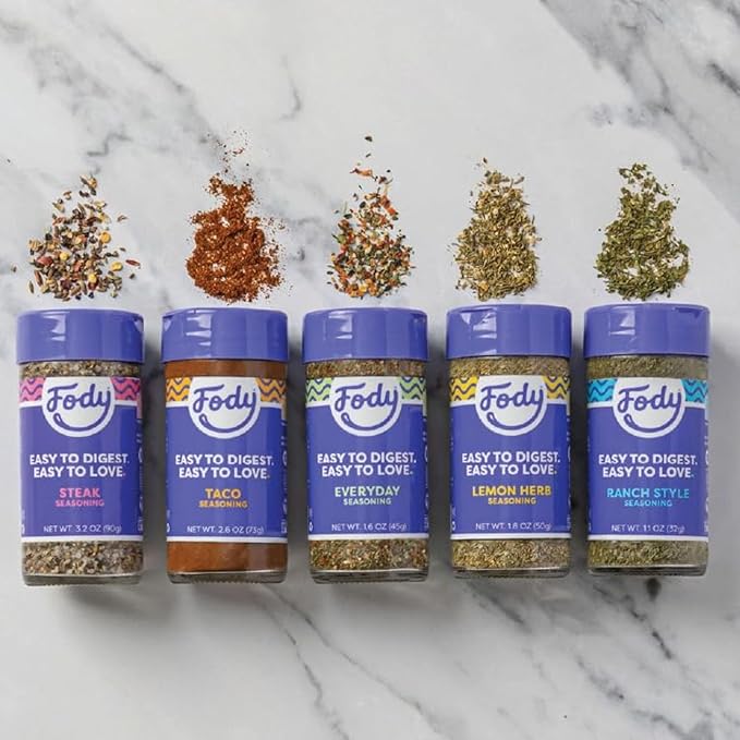 Fody Foods Variety Seasoning Pack, Pack of 5, Garlic and Onion Free, Low FODMAP Certified, Gut & IBS Friendly, Vegan, Non-GMO, Gluten Free, Keto Friendly