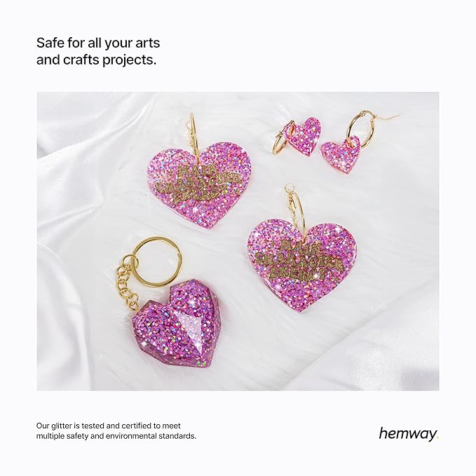 Hemway Premium Glitter Shaker - Pink Holographic | 130g Chunky Metallic Flake Sequins for Resin & Epoxy Crafts | Craft Supplies for Tumblers, Festival, Art