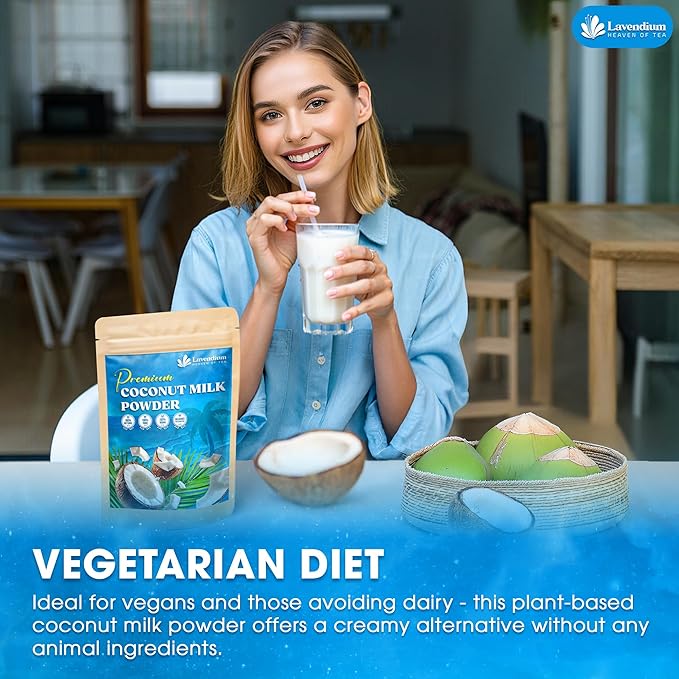 20oz (1.25 lbs) Organic Coconut Milk Powder, 100% Natural & Pure, Unsweetened, Perfect for Cake, Coffee, Tea, Creamer Alternative, No Additives, No Gluten, Vegan