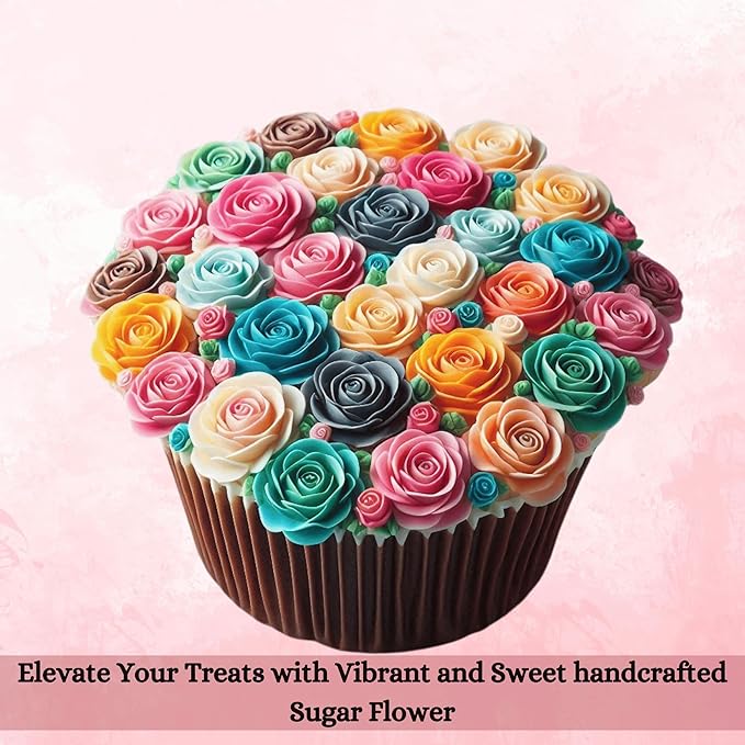 Confect Edible Flower | Edible Flower for cake decorations | Edible Flower Cupcake Toppers | Cupcakes & Doughnut Edible Toppers | Ombre-6| Flower- Vegan, Gluten-Free, Soy-Free, Dairy-Free, Palm Oil-Free -Pack of 12