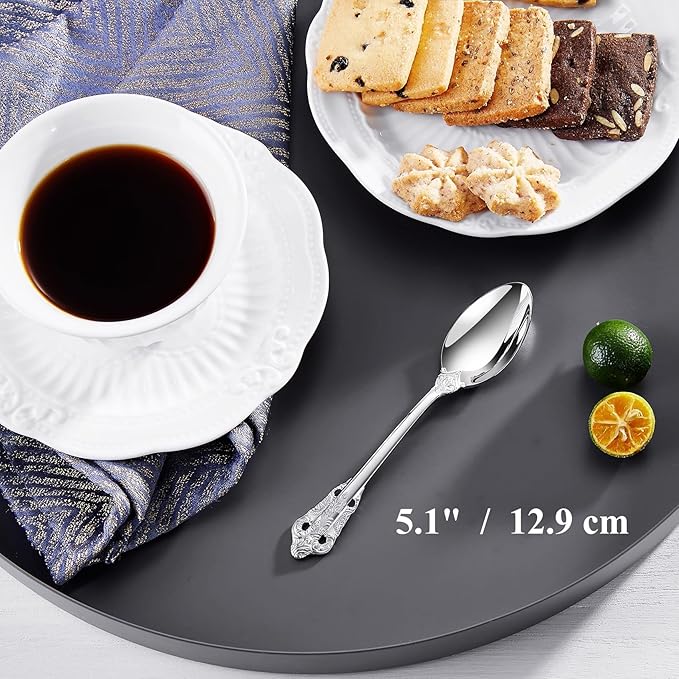KEAWELL Luxurious 5.1-Inch Espresso Spoons Set - 6 Pieces - Mini Coffee Spoon, 18/10 Stainless Steel - Gorgeous Design with Exceptional Mirror Polished Finish (Silver)