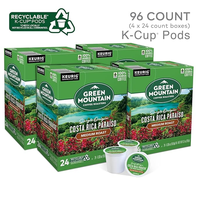 Green Mountain Coffee Roasters Costa Rica Paraiso Single-Serve K-Cup Pods, Medium Roast Coffee, 96 Count