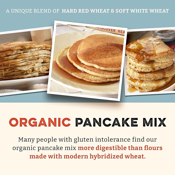 Sunrise Flour Mill USDA Organic 7-Grain Heritage Pancake Mix- 2 lbs | Enjoy Fluffy & Tasty Waffles | Easier to Digest with Less Bloating | Zero Additives