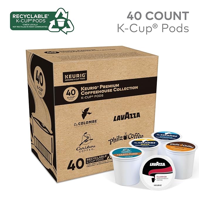 Keurig Premium Coffeehouse Collection, Single Serve Keurig K-Cup Pods, Medium and Dark Roast Coffees, 40-Count Box