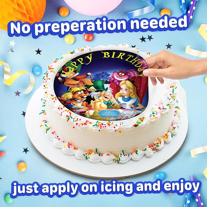 7.5 Inch Edible Cake Toppers ?밯onderland Themed Birthday Party Collection of Edible Cake Decorations