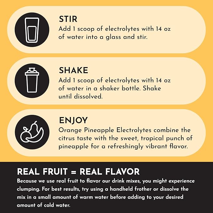 Orange Pineapple Electrolytes ??30?‘Serving Hydration Drink Mix with Coconut Water, Sea Salt, and Trace Minerals ??Supports Energy, Recovery, and Electrolyte Balance*