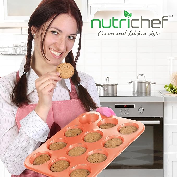 NutriChef 10-Piece Kitchen Oven Baking Pans - Deluxe Carbon Steel Bakeware Set with Stylish Non-stick Gray Coating Inside and Out, Dishwasher Safe & PFOA, PFOS, PTFE Free