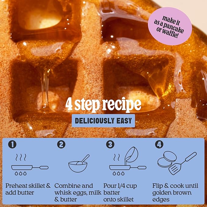 Cravings by Chrissy Teigen Pancake and Waffle Mix, Gluten free, Buttermilk Mochi Pancake & Waffle Mix, 3 Ingredients Mix, Makes 18 Pancakes, 14.2 oz (Pack of 3)