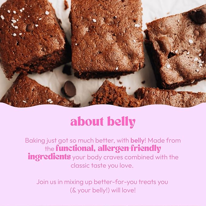 Belly Brownie Mix with Collagen Protein | High-Protein | Fudgy Brownies | Grain-Free Dairy-Free Nut-Free | Healthy Snacks For Adults & Kids | Women-Owned Business | 11.4 oz | 3 Pack