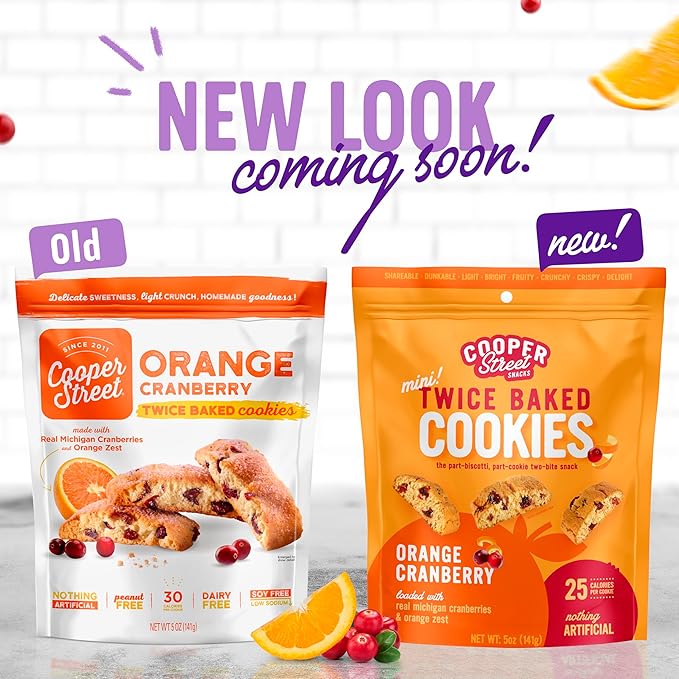 Cooper Street Cookies Twice Baked Italian Biscotti Cookies - Lemon Blueberry, Orange Cranberry and Cherry White Chunk | Crispy, Light and Healthy Cookies | Peanut & Dairy Free | 20oz | 3 Pack