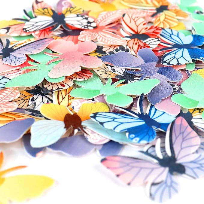 72Pcs Edible Wafer Paper Butterfly Cupcake Toppers 3D Colorful Cake Realistic Butterfly Dessert Decoration for Birthday Party Wedding Food Decorations