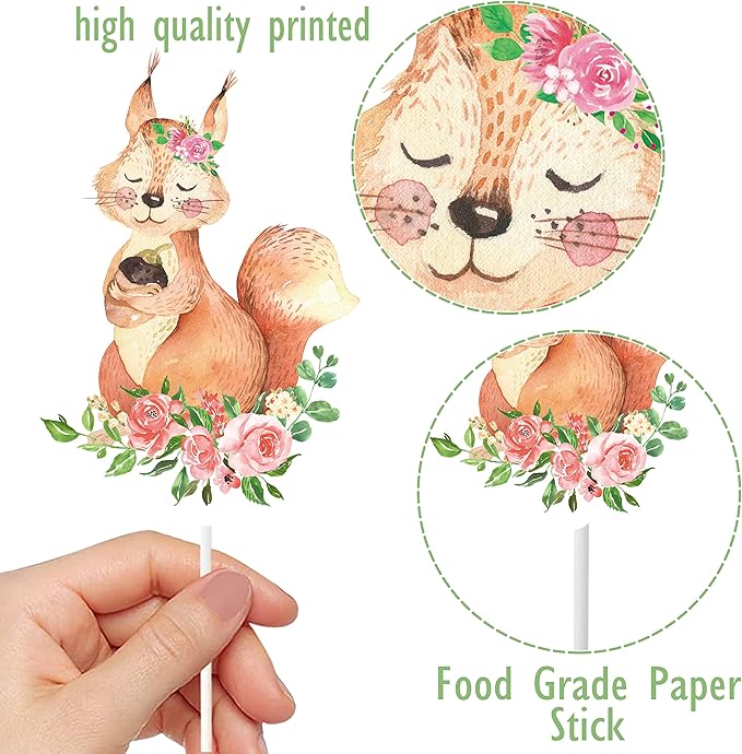 25pcs Woodland Animal Cupcake Toppers - Baby Shower Decorations for Woodland Party Supplies