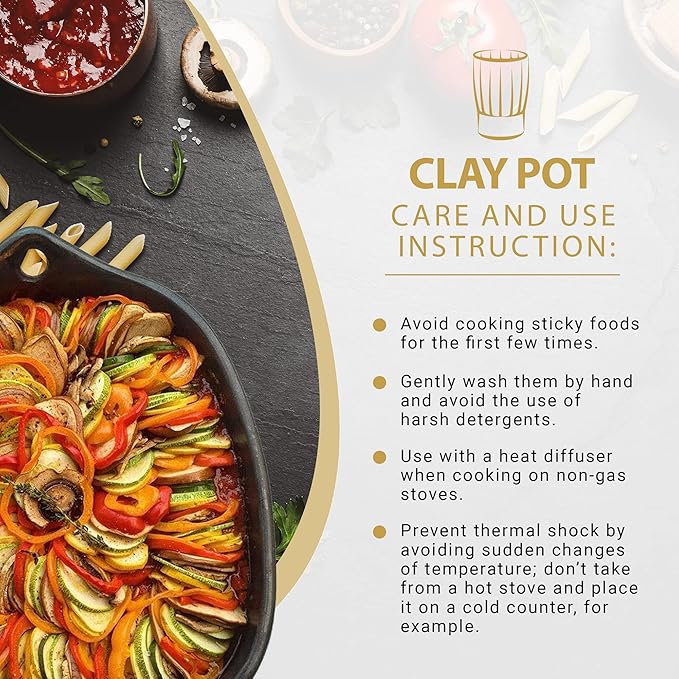 Authentic Chamba Casserole - Elegant Handmade Black Clay Cooking Pot with Cover - Perfect for Soups, Stews, Braises & More - Versatile & Durable - Stovetop Safe - 4.5-Qt.