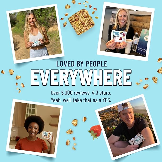 The YES Bar ??Strawberry Coconut ??Plant Based Protein, Decadent Snack Bar ??Vegan, Paleo, Gluten Free, Dairy Free, Low Sugar, Healthy Snack, Breakfast, Low Carb, Keto Friendly (Pack of 6)