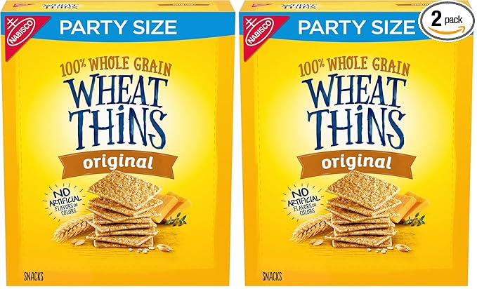 Wheat Thins Original Whole Grain Wheat Crackers, Party Size, 20 oz Box (Pack of 2)