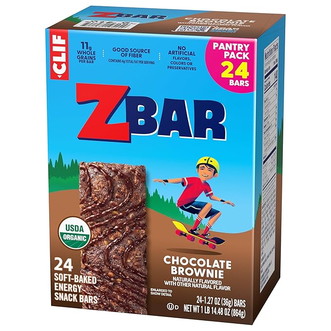 Zbar - Chocolate Brownie - Soft-Baked Energy Snack Bars - Non-GMO - 11g Whole Grains - USDA Organic Granola Bars (24 Pack)