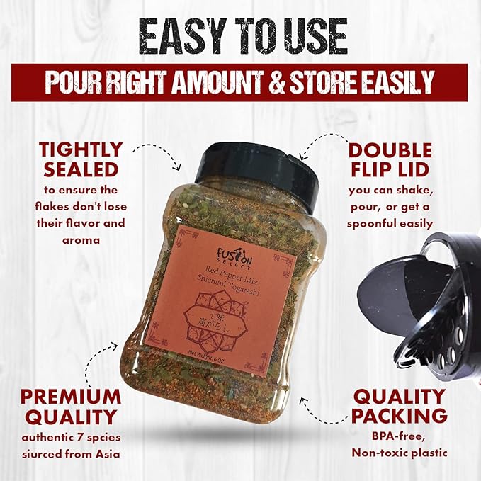 Fusion Select 6 Oz Shichimi Togarashi Seasoning - Japanese 7 Spice Japanese Seasoning Japanese Chili Powder
