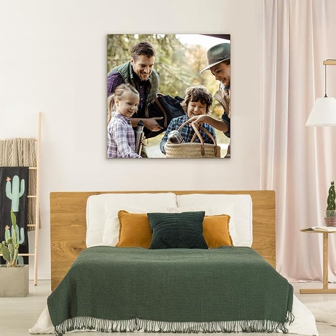 Custom Canvas Prints with Your Photos- Personalized Print Canvas Pictures, Custom Wall Art Gift for Living Room, Bedroom, Wedding Family Baby Pets Framed 8 x 8 inche
