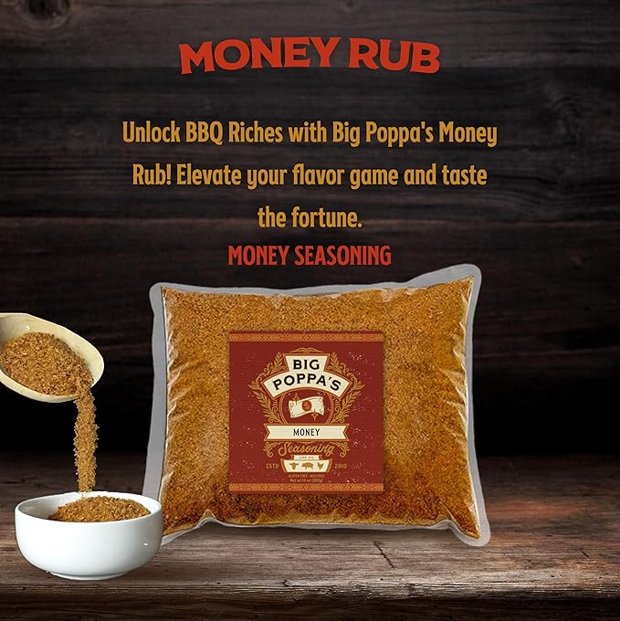 Big Poppa’s Money BBQ Rub — Award Winning Pork BBQ Rub — Gluten-Free Spice Mix — Dry Rubs for Smoking and Grilling with Sea Salt (5Lb Bag)