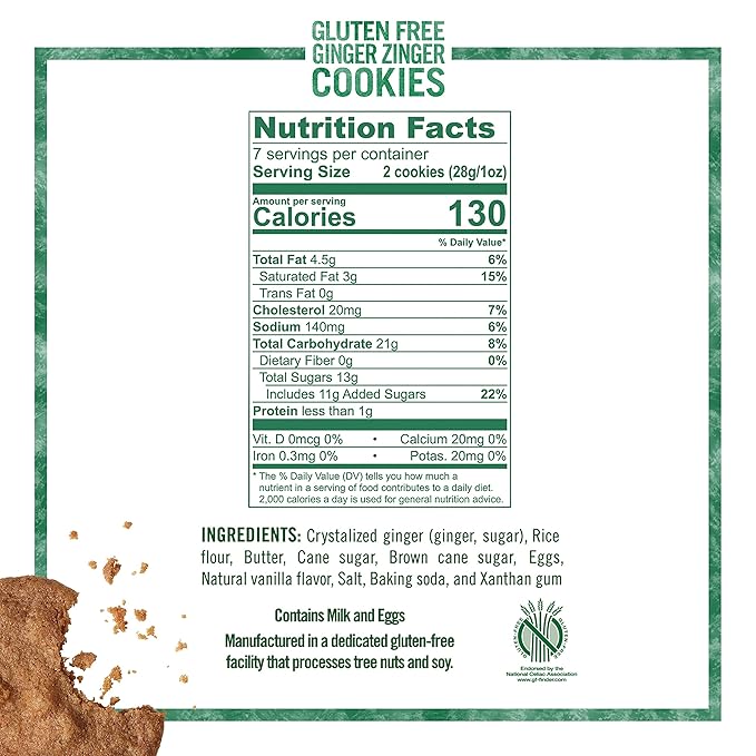 Tate's Bake Shop Gluten Free Ginger Zinger Cookies, 4 - 7 oz Bags