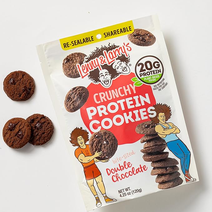 Lenny & Larry's The Complete Crunchy Cookie, Double Chocolate, 6g Plant Protein, Vegan, Non-GMO, 4.25 Ounce Pouch (Pack of 6)