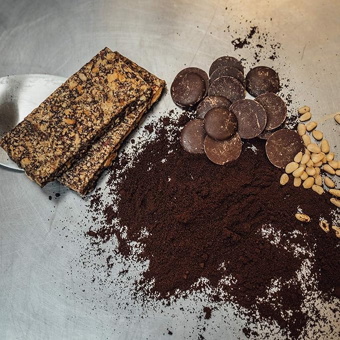 Taos Bakes - Coffee + Dark Chocolate - Breakfast Bar - 8g of Protein, 6g Fiber, & Gluten Free - Healthy Snack for Adults - Filled with PIne Nuts, Almonds, Chocolate, & Chia Seeds - 12 Pack, 1.8oz ea