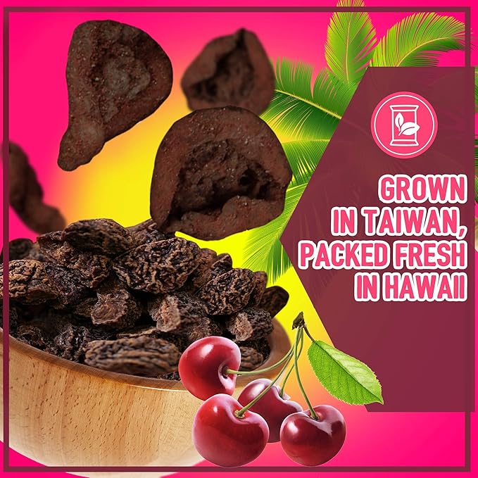Asia Trans Seedless Li Hing Mui Cherry | Hawaiian Favorite | Naturally Sweet Dried Fruit Candy with Asian Plum Powder