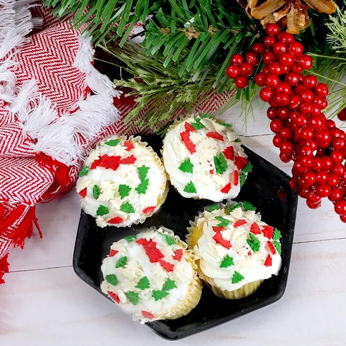 Christmas Tree Sprinkles - 1.7 Pounds - Bulk Red and Green Confetti Sprinkles - Holiday Sprinkles for Cookie Decorating - Christmas Jimmies for Gingerbread Cookies, Baking, Cupcakes