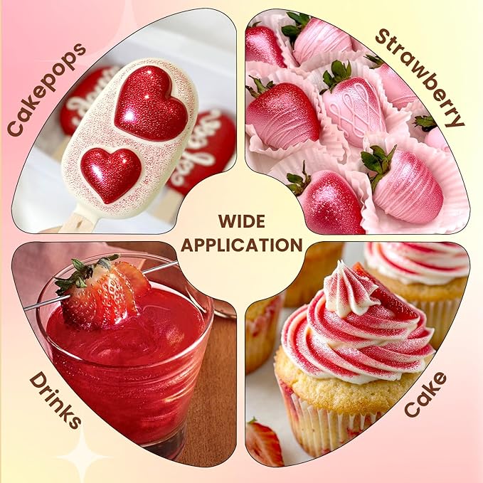 Edible Red Glitter Spray, 5g Shimmer Edible Glitter for Cocktails, Drinks, Cake Decorating, Edible Food Coloring Powder Shimmer Glitter for Chocolate,Strawberry